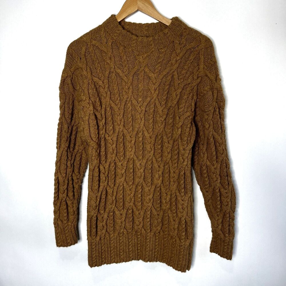 Bonz Sweater Alpaca Chunky Knit Long Fit Thick Heavy Brown Women's Medium
